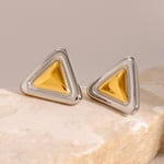 Gold & Silver / 1 Pair Simple Series Style Triangular Shape Stainless Steel  Gold Color Women's Stud Earrings Picture2